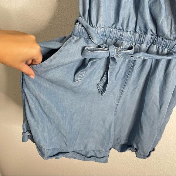J Jill Chambray Denim Romper Size Large - Picture 6 of 8